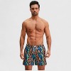 Anna-Kaci Men's Geometric Print Swim Trunks with Elastic Waistband and Side Pockets - 2 of 4