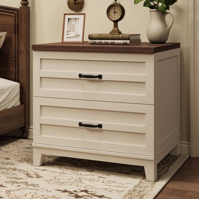 2 Drawer File Cabinet, 31.5"W Lateral Farmhouse Wood Cabinet for Letter/Legal/A4 Size, Sturdy Frame, Large Storage for Printer Stand, Home Office