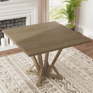 45” Solid Rubberwood Square Counter Table, Antique Finish, Rustic Distressed Look, 36” High, Seats 4 - 1 of 4