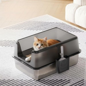 Non-Stick Stainless Steel Litter Box, Side Opening Splash-Proof & Leak ...