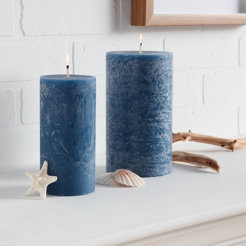 6&#34; x 3&#34; Pillar Candle Cerulean Surf and Sea Navy - Threshold&#8482;, 3 of 5
