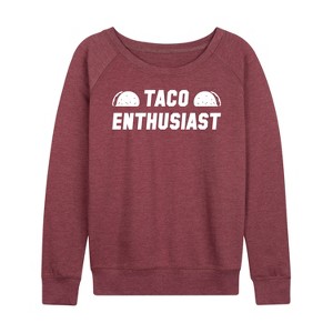 Women's - Instant Message - Taco Enthusiast Lightweight French Terry Wide Neck Long Sleeve Shirt - 1 of 4