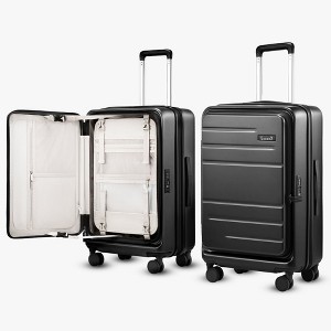 LUGGEX 24 Inch Checked Luggage with Spinner Wheels, FLO Expandable Polycarbonate Hard Shell Suitcase with TSA Approved Lock - 1 of 4