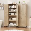 71" Farmhouse Tall Storage Cabinet, Adjustable Shelves & 4 Doors - Bathroom Pantry Organizer for Kitchen, Dining Room and office - 4 of 4