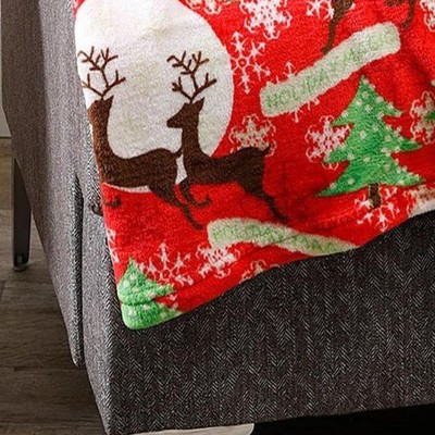 Holiday Magic Red and Green Sherpa Reversible Throw Blanket
