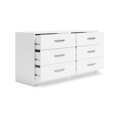 White Transitional 6-Drawer Dresser with Ball Bearing Slides