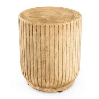 Costway 17'' Concrete Accent Side Table Tree Stump Wood-like End Table Plant Stand Stool