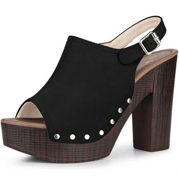 Perphy Women's Slingback Buckle Strap Platform Chunky High Heel Sandals