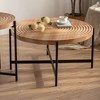 Modern Thread Design Round Coffee Table , MDF Table Top with Cross Legs Metal Base(Set of 2 pcs ) - 4 of 4
