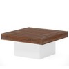 Resenkos Center Coffee Table, Living Room Table,Square Coffee Table, Farmhouse Wood Cocktail Table with LED Light,Brown & White - 3 of 4