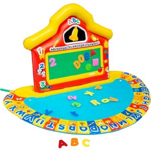 Banzai Jr School Splash Inflatable Educational Learning Schoolhouse Water Play Mat with 39 Letters, Numbers, and Shapes for Ages 3+ - 1 of 4