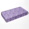 Bacati - Floral Scroll Printed Purple 100 percent Cotton Universal Baby US Standard Crib or Toddler Bed Fitted Sheet - 2 of 4