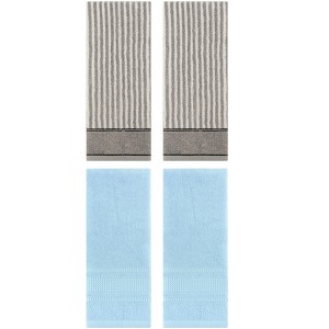 REGALWOVEN 4 Pcs Striped Design Soft Absorbent Cotton Hand Towels 13 x 29 Inch - 1 of 4
