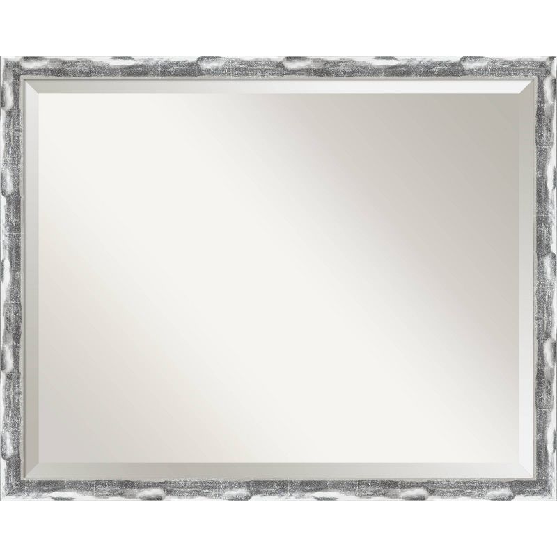 Scratched Wave Framed Bathroom Vanity Wall Mirror Chrome - Amanti Art, 1 of 9
