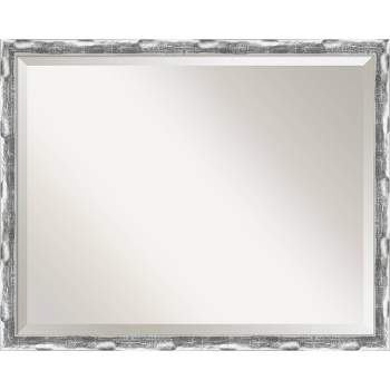 Scratched Wave Framed Bathroom Vanity Wall Mirror Chrome - Amanti Art