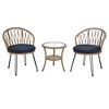 Bigget Outdoor Rattan Steel 3 Piece Bistro Wicker Patio Set with Dark Grey Cushions - 2 of 4