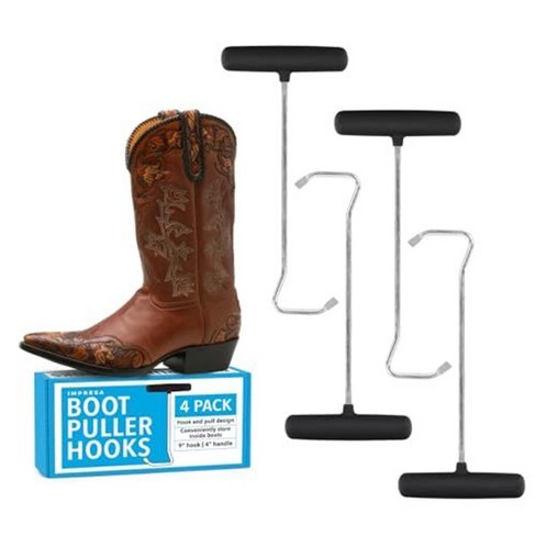 Impresa [2 Pairs] Boot Hooks Boot Pullers for Putting on Cowboy Boots - Hook Boots Easily with Shoe Pullers for Men & Women - image 1 of 4