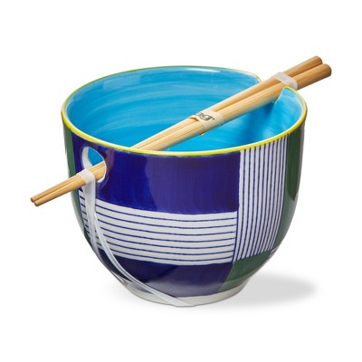 tag Geo Squares 16oz Noodle Bowl - Dishwasher Safe Dining Bowl, Everyday Use, 5" L x 5" W x 3.9" H, Multi-Color