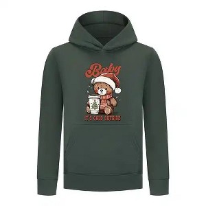 Everyday Kids Christmas Collection Baby It’s Cold Outside Pullover Hoodie – Holiday Sweatshirt - Green - 1 of 1