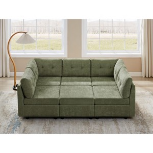 VANOMi Chenille Sectional Sofa with Ottoman - 1 of 4