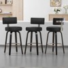 Bekrvio 26”/29” Swivel Bar Stools Set of 3,Faux Leather Upholstered with Back & Black Wood Frame,Modern Kitchen Island Stools for Kitchen Counter - 4 of 4