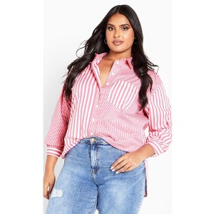 Avenue Women's Plus Size Stripe Mix Shirt - 1 of 4