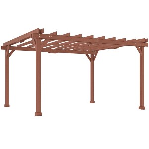 Outsunny 11' x 12.5' Outdoor Wood Pergola with Grape Trellis for Patio, Deck, Backyard, Lawn, Brown - 1 of 4
