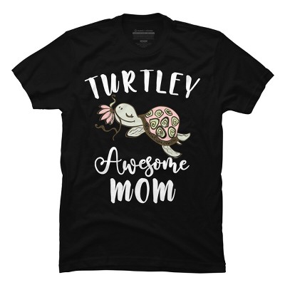 Men's Design By Humans Turtley Awesome Mom Turtle with Flower By animalshop T-Shirt