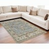 Blue Ivory and Yellow Wool Floral Hand Knotted Area Rug With Fringe - 2 of 4