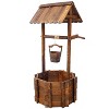 Gulches Rustic Wooden Wishing Well Planter Outdoor Home D¨¦cor for Patio, Garden, Yard w/Hanging Bucket ,20in - 2 of 4