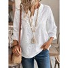 Women's Loose - Fit V - Neck Embroidered Top, 3/4 - Sleeve Lace - Detailed Shirt - 2 of 4