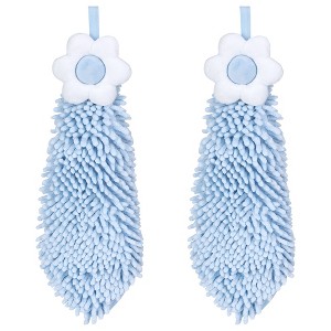 REGALWOVEN Chenille Soft Absorbent Flower Hanging Hand Towels for Bathroom 2 Pcs - 1 of 4