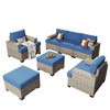 XIZZI All-Weather Rattan Furniture, Sectional Sets w/ Optional Solar Light-Up Coffee Table & Ottoman, Choose 6-9pc Configs in 8 Fade Resistant Colors - 2 of 4