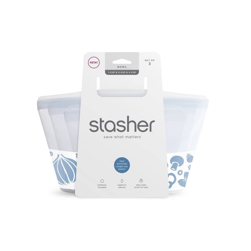 Stasher Reusable Bowls Starter Set - 3pk - Clear, 5 of 8