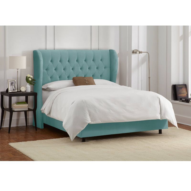 Skyline Furniture Tufted Velvet Upholstered Wingback Bed, 6 of 11