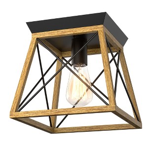 Costway Industrial Ceiling Light 1-Light Farmhouse Semi Flush Mount Ceiling Fixture - 1 of 4