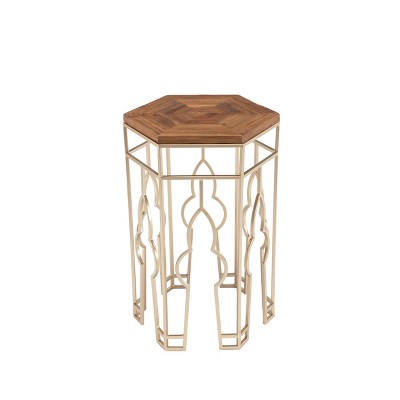 Genevieve Gold & Natural Fir Wood Round Nesting Tables