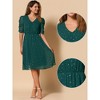 Allegra K Women's Metallic Stars Ruched Sleeve Elastic Waist V Neck A-line Dress - 2 of 4