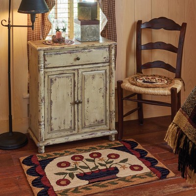 Floral Round Washable Polyester Chair Pad with Ties