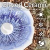 Sunnydaze Misty Blossom Ceramic Bird Bath with Glazed Finish - White and Blue - 23" H - 3 of 4