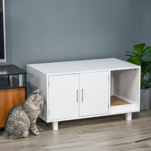 Gulches Stylish Wooden Cat Litter Box Enclosure with Scratcher & Magnetic Doors - 1 of 4