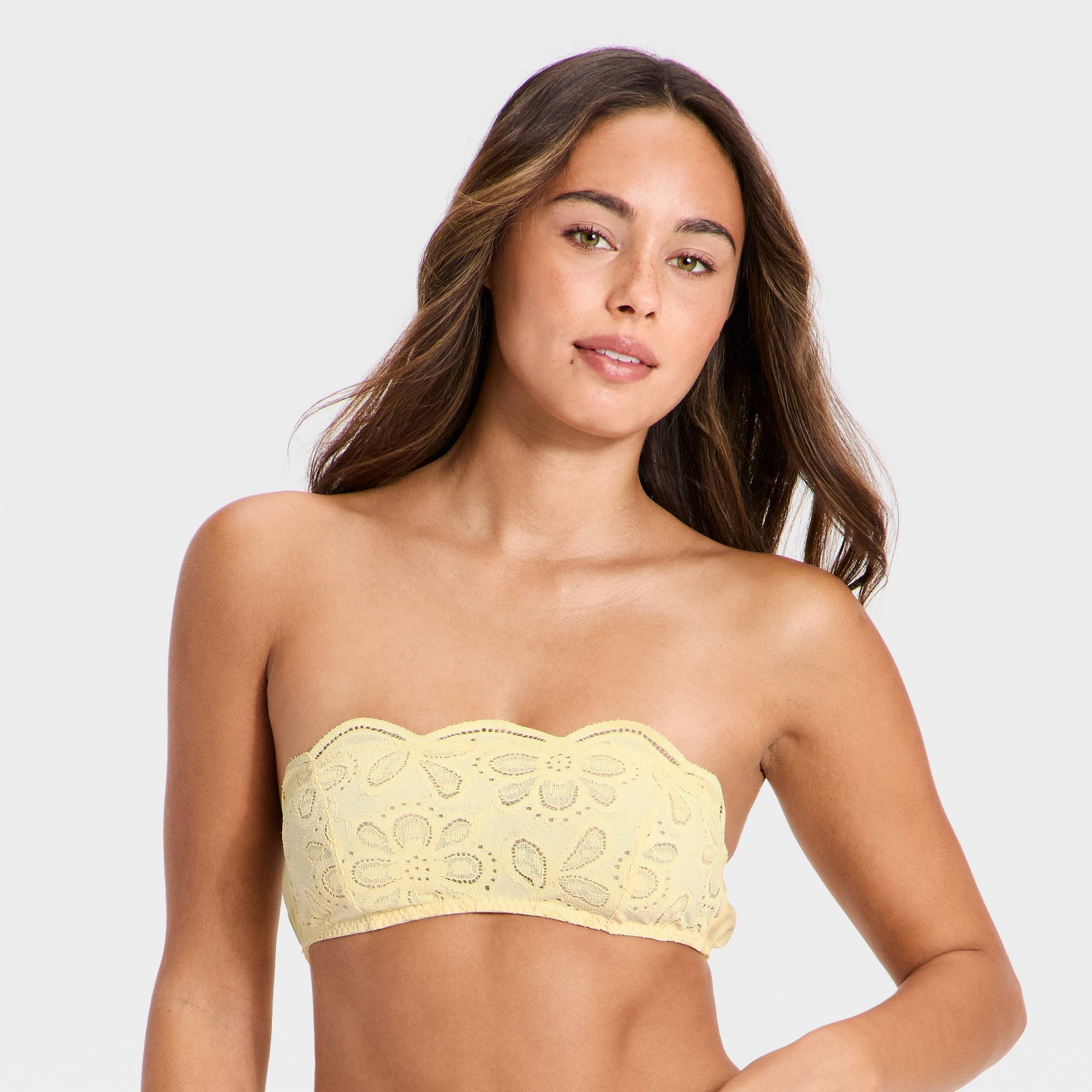 Women's Broderie Lace Bralette - Wild Fable™ Yellow L