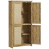 HOMCOM 64" Kitchen Pantry Storage Cabinet, Freestanding Kitchen Cabinet with 4 Rattan Doors, 4 Tier Shelves and Adjustable Shelf, Natural - 4 of 4