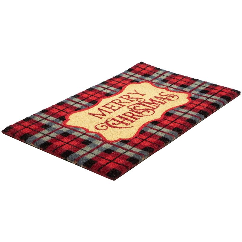 Northlight Red and Black Plaid "Merry Christmas" Rectangular Doormat 18" x 30", 5 of 7