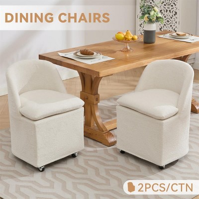 Modern Dining Chair Set Of 2,Chenille Dining Chair With Universal Wheels for Dining Room Or Living Room-Tanpinhause