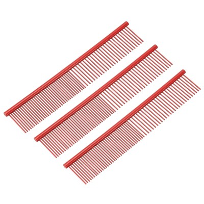 Unique Bargains Stainless Steel Rounded Ends Gentle Care Pet Comb 3 Pcs