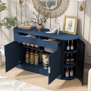 ACEPANO 55.1 in. W Modern MDF Storage Cabinet with 2 Doors, 2 Drawers, Aluminum Handles & 3 Shelves for Living Room-Navy Blue - 1 of 4