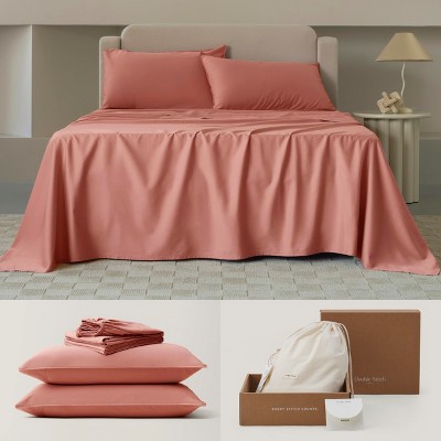 Cotton Tencel Sheet - Luxury Hotel Bedding Set, Soft, Cooling & Breathable for Hot Sleepers, Deep Pocket Up to 16 Inches