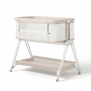 Fodoss Baby Bassinet Bedside Sleeper with Wheels & Storage Tray, Portable Crib for Newborns - 1 of 4