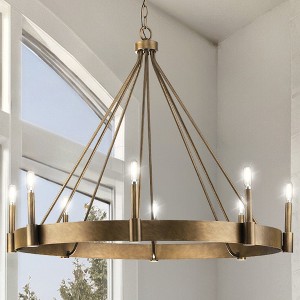 Urban Ambiance Luxury Modern Farmhouse Indoor Chandelier,  27''H x 38"W x 38''D,  Aged Bronze Finish, UHP4480 - 1 of 4